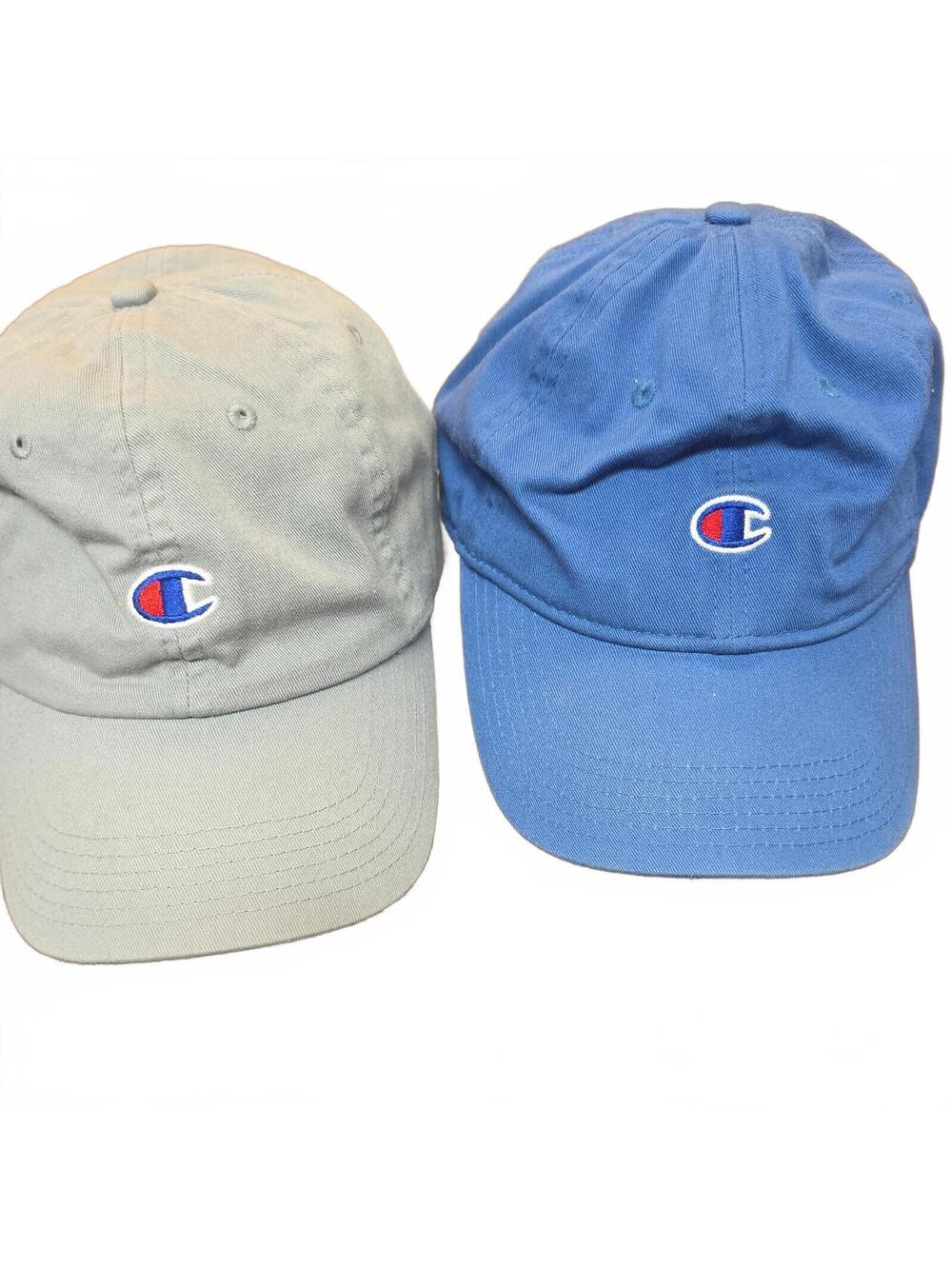 set of 2 Champion Hats.  blue and gray. adjustable
